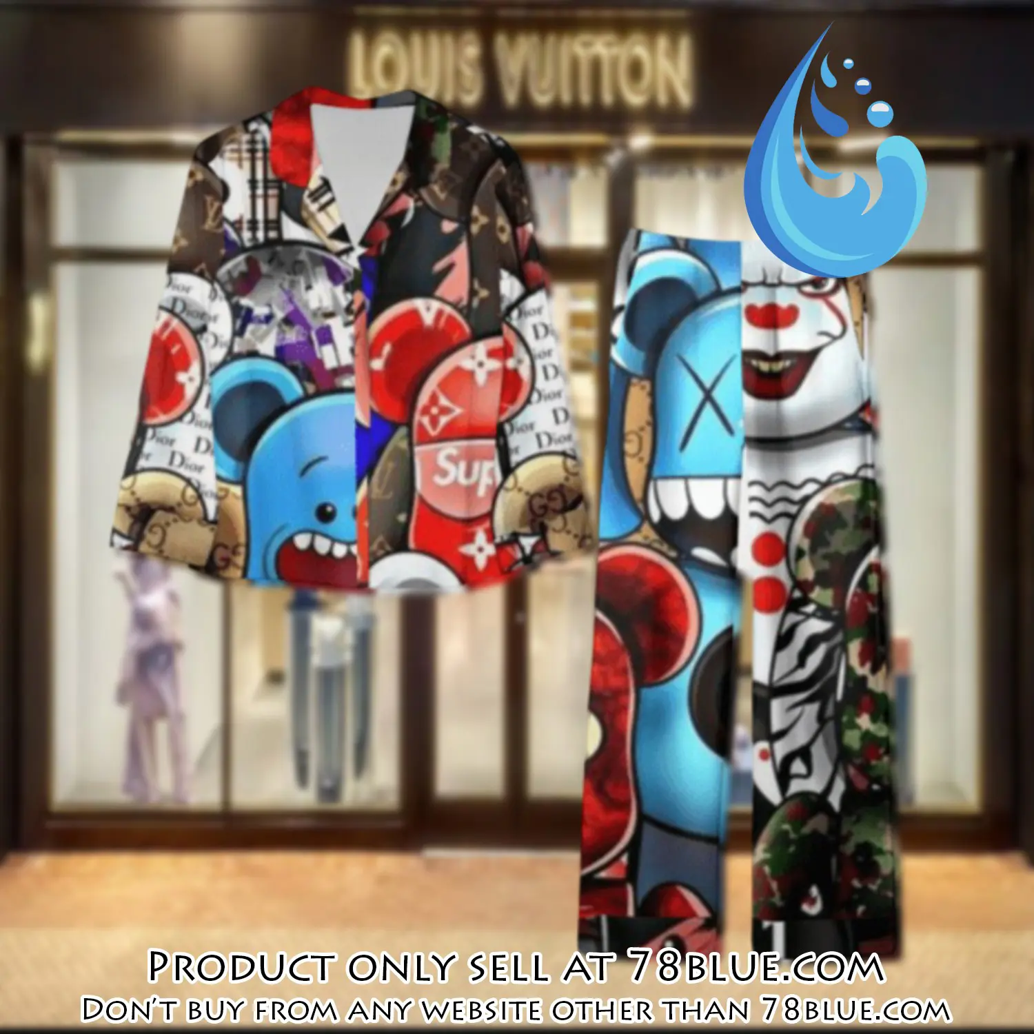 Trending luxury lv satin pajama set pjs1076 78b2015568